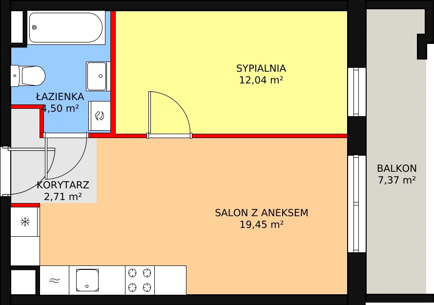 Apartament 38,70 m², piętro 4, oferta nr A/52, Forte Piano, Ostrołęka, ul. Ostrołęckich Harcerzy