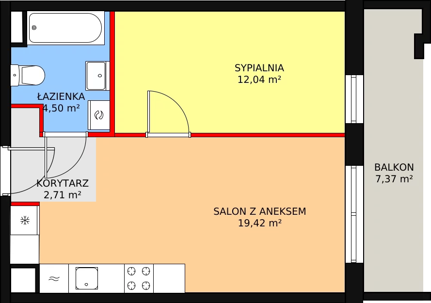 Apartament 38,67 m², piętro 4, oferta nr A/53, Forte Piano, Ostrołęka, ul. Ostrołęckich Harcerzy