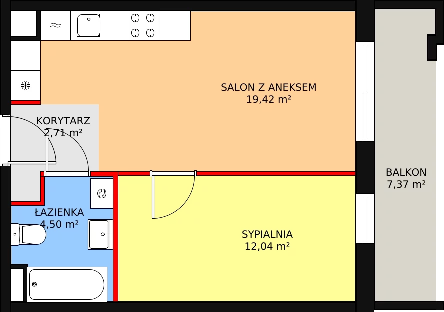 Apartament 38,67 m², piętro 4, oferta nr A/54, Forte Piano, Ostrołęka, ul. Ostrołęckich Harcerzy