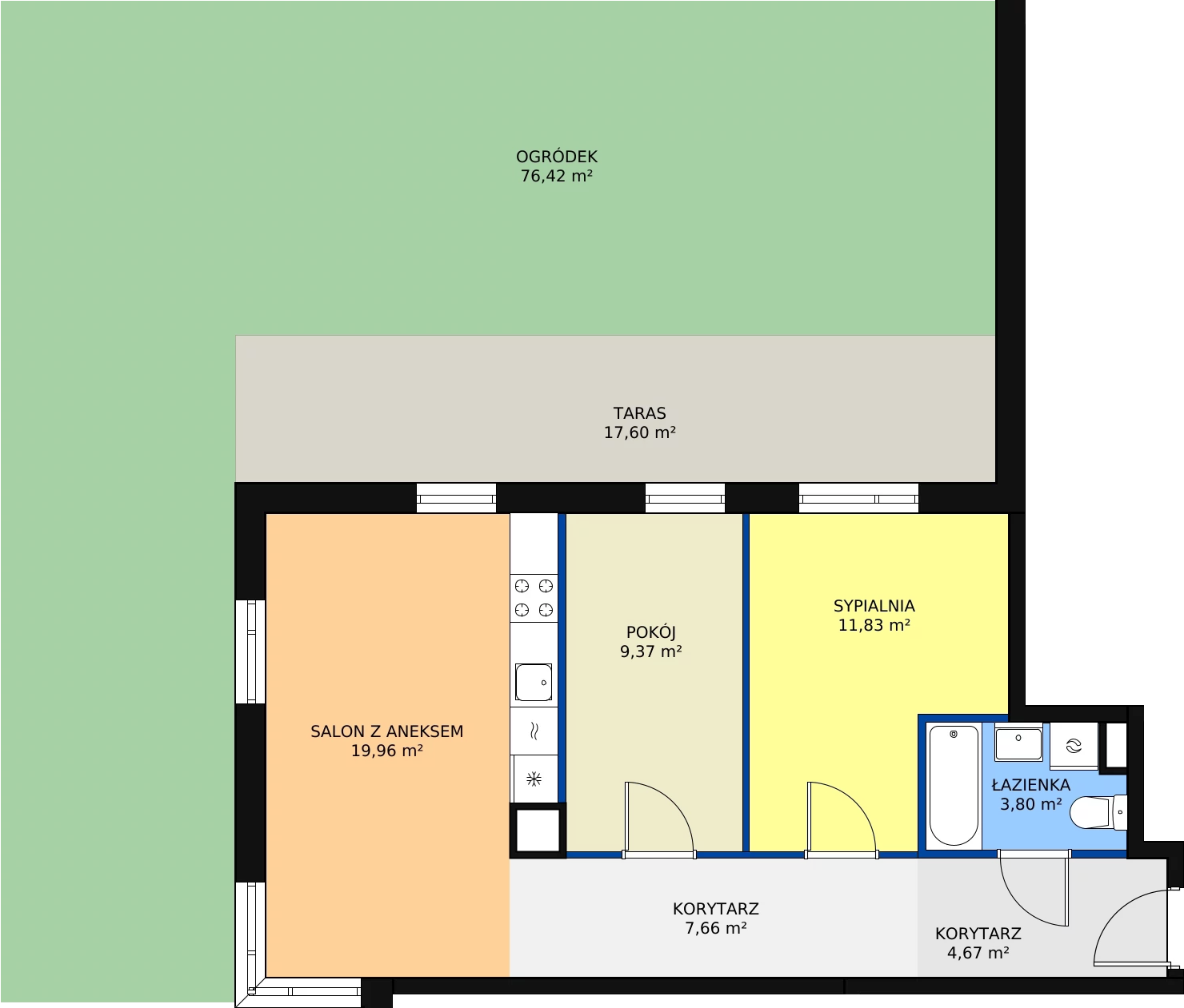 Zalety apartamentu 57.29 m², A/1