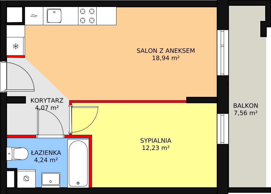 Apartament 39,48 m², piętro 5, oferta nr B/72, Forte Piano, Ostrołęka, ul. Ostrołęckich Harcerzy