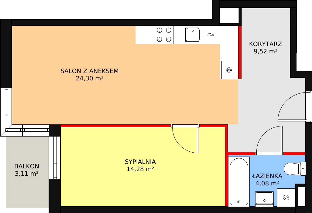 Zalety apartamentu 52.18 m², B/65
