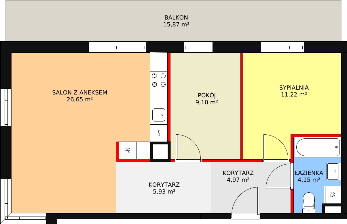 Zalety apartamentu 62.02 m², B/41