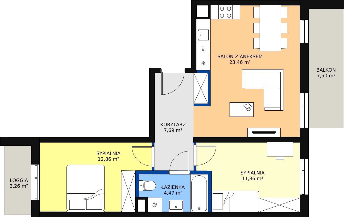 Zalety apartamentu 61.78 m², E/25