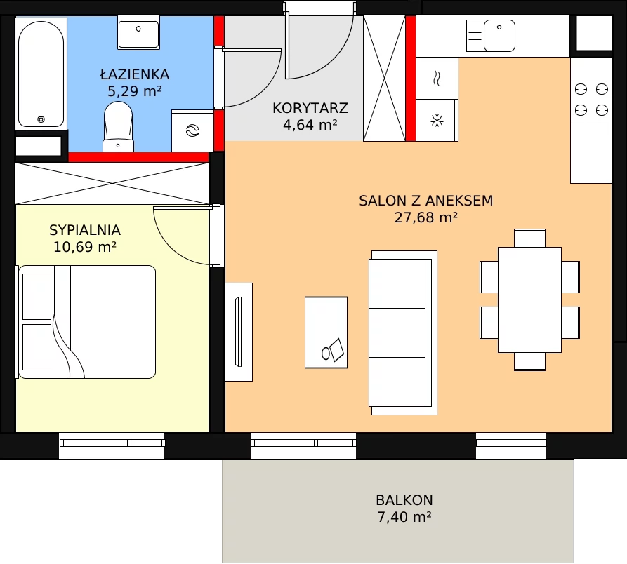 Apartament 49,12 m², piętro 2, oferta nr E/26, Osiedle Botaników EF, Przasnysz, ul. Św. Krzysztofa