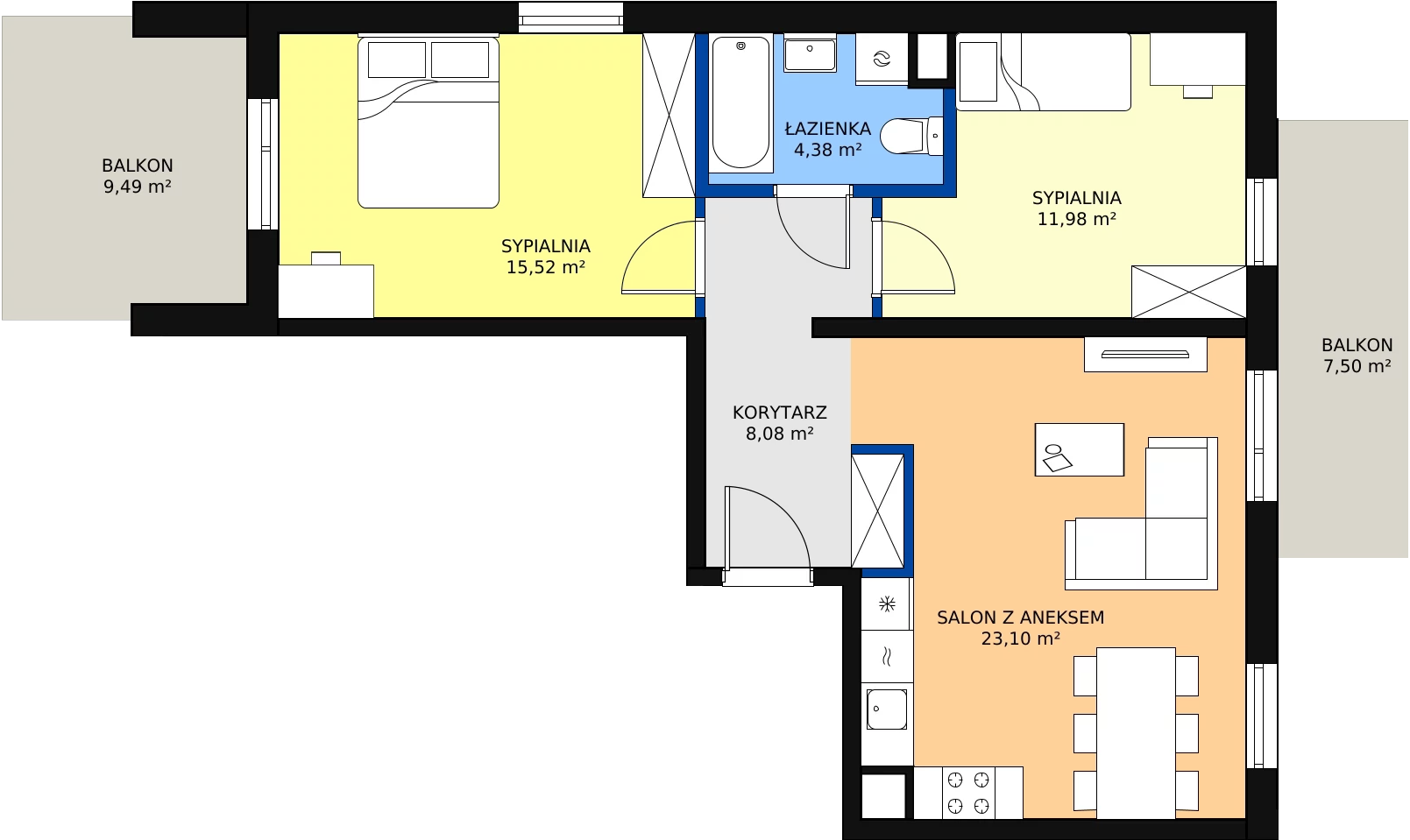 Zalety apartamentu 64.52 m², E/32