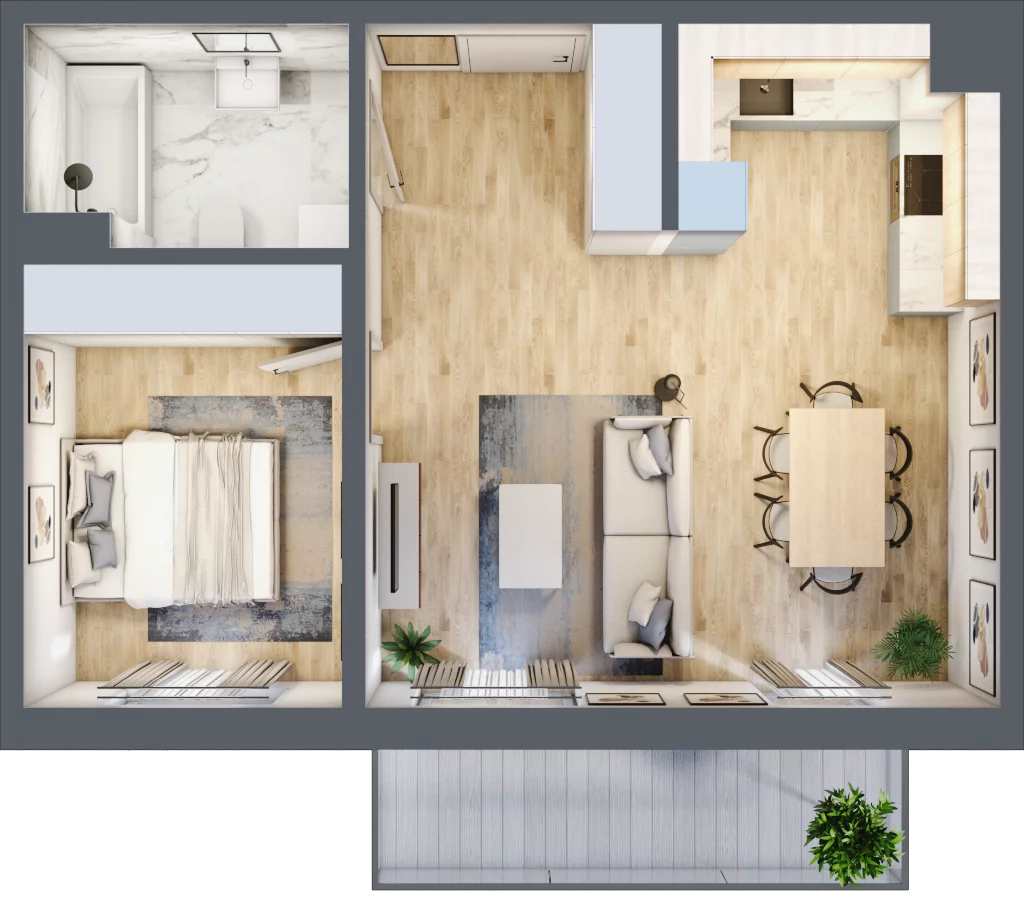 2 pokoje, apartament 49,12 m², piętro 4, oferta nr E/34, Osiedle Botaników EF, Przasnysz, ul. Św. Krzysztofa