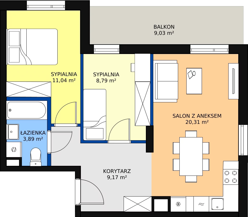 Zalety apartamentu 54.92 m², E/16