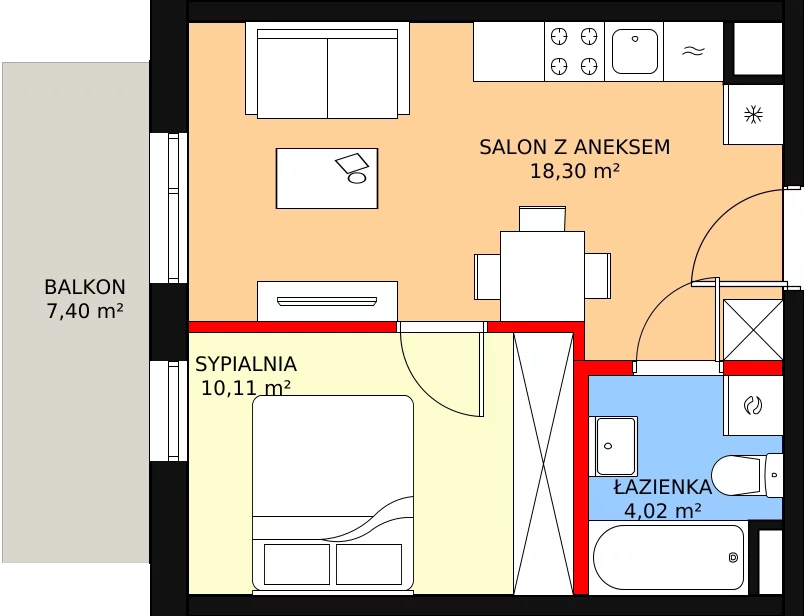 Apartament 33,62 m², piętro 4, oferta nr E/18, Osiedle Botaników EF, Przasnysz, ul. Św. Krzysztofa