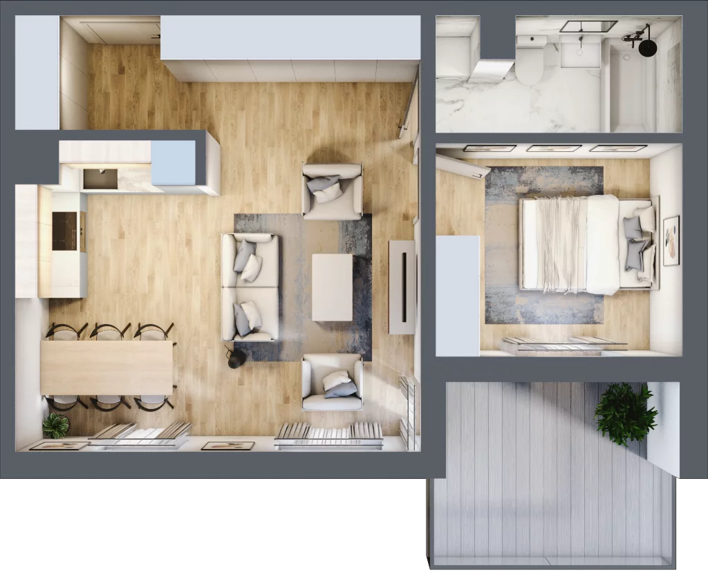 2 pokoje, apartament 48,31 m², piętro 2, oferta nr E/7, Osiedle Botaników EF, Przasnysz, ul. Św. Krzysztofa