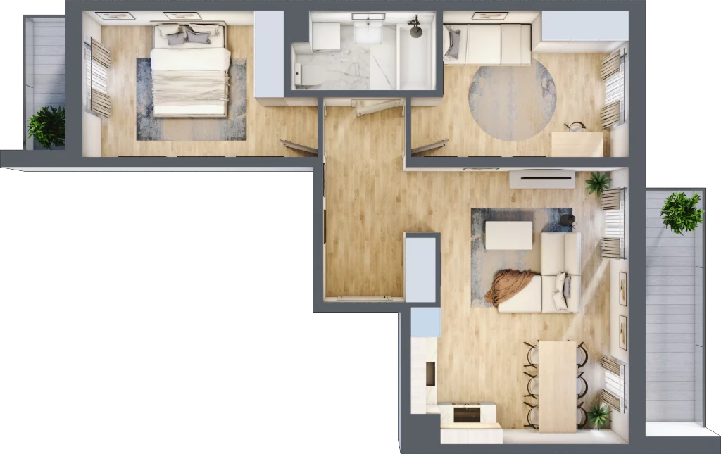 3 pokoje, apartament 61,82 m², piętro 2, oferta nr E/10, Osiedle Botaników EF, Przasnysz, ul. Św. Krzysztofa