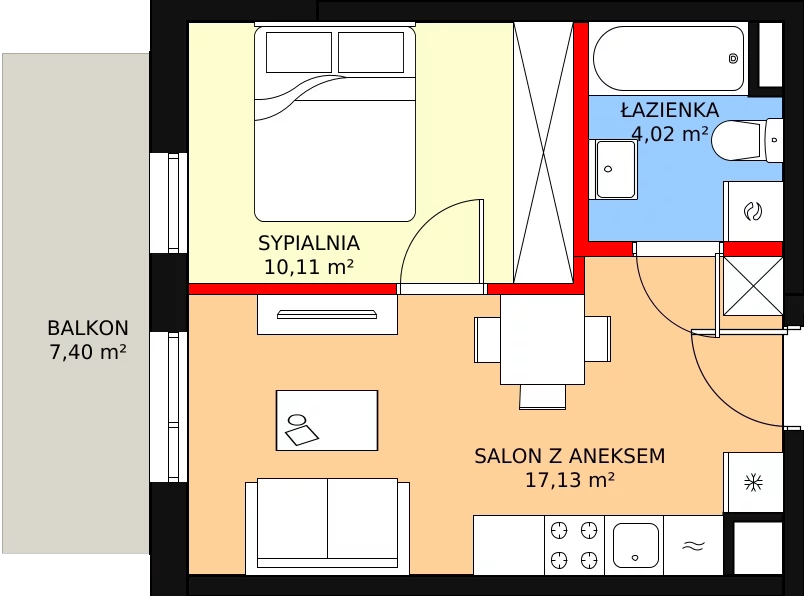 Apartament 32,38 m², piętro 3, oferta nr E/14, Osiedle Botaników EF, Przasnysz, ul. Św. Krzysztofa