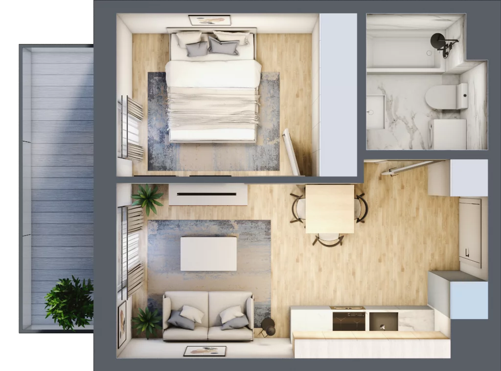 2 pokoje, apartament 32,38 m², piętro 3, oferta nr E/14, Osiedle Botaników EF, Przasnysz, ul. Św. Krzysztofa