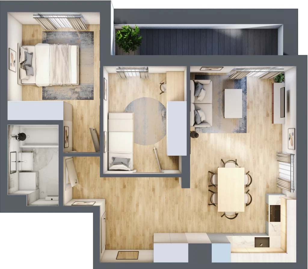 3 pokoje, apartament 54,92 m², piętro 1, oferta nr E/1, Osiedle Botaników EF, Przasnysz, ul. Św. Krzysztofa
