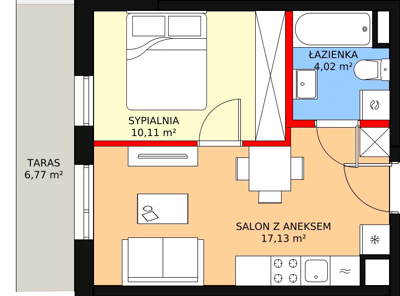 Apartament 32,50 m², piętro 1, oferta nr E/4, Osiedle Botaników EF, Przasnysz, ul. Św. Krzysztofa