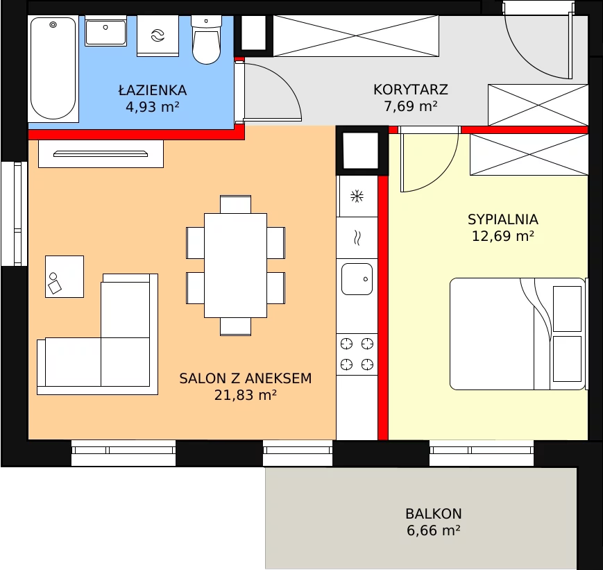 Apartament 48,64 m², piętro 3, oferta nr F/18, Osiedle Botaników EF, Przasnysz, ul. Św. Krzysztofa