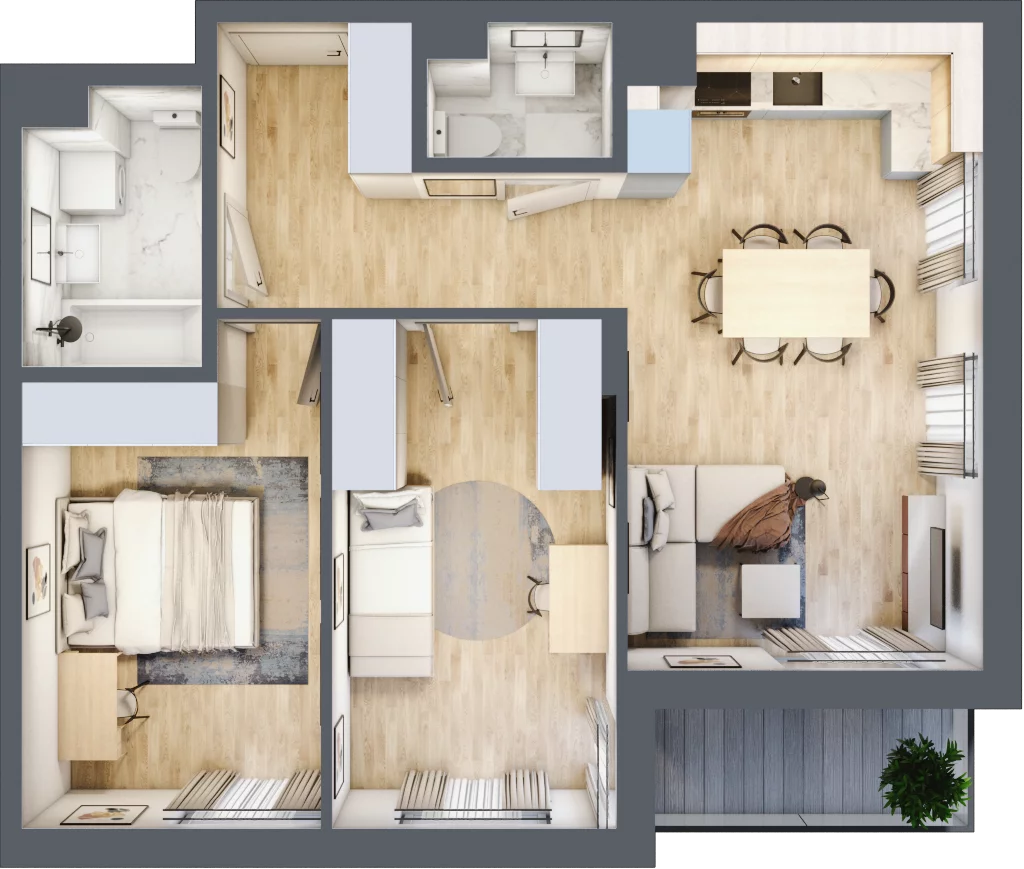 3 pokoje, apartament 62,12 m², piętro 1, oferta nr F/6, Osiedle Botaników EF, Przasnysz, ul. Św. Krzysztofa