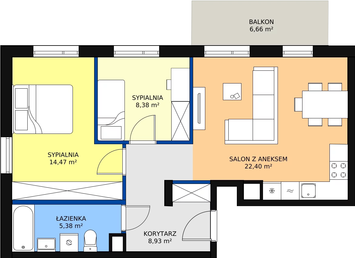 Zalety apartamentu 61.69 m², F/9
