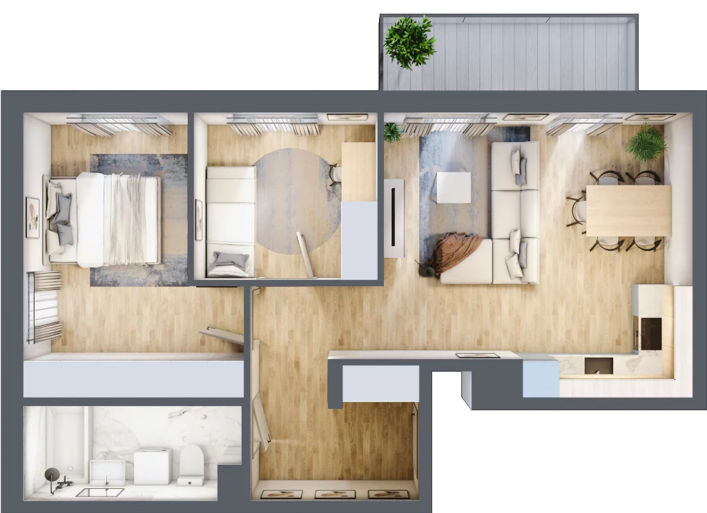 3 pokoje, apartament 61,69 m², piętro 1, oferta nr F/9, Osiedle Botaników EF, Przasnysz, ul. Św. Krzysztofa