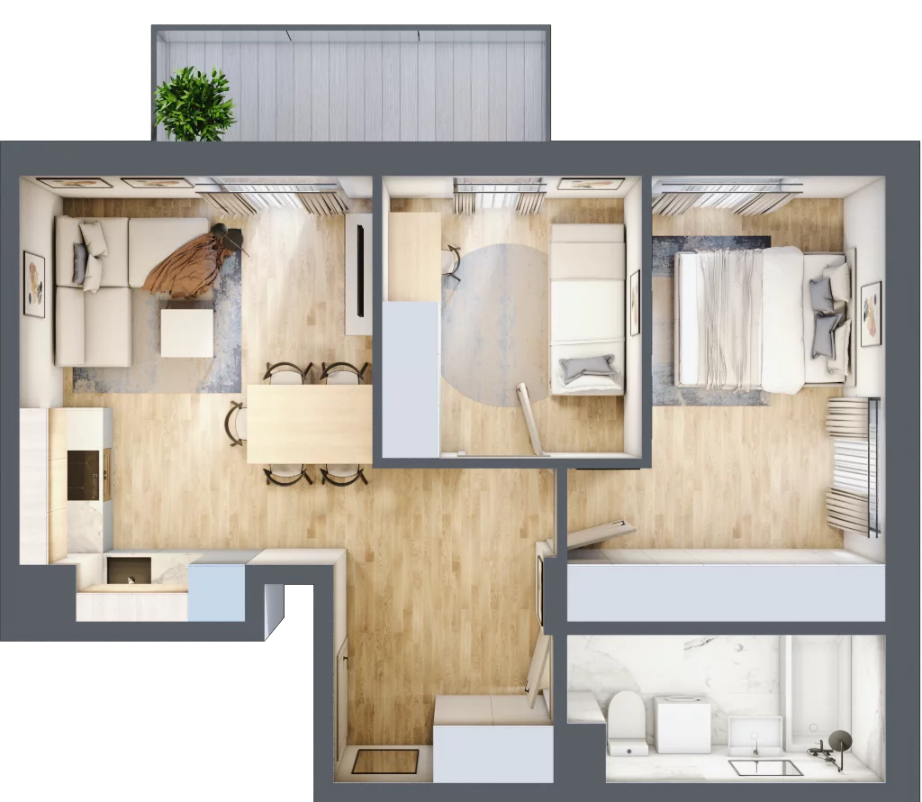 3 pokoje, apartament 51,67 m², piętro 3, oferta nr F/15, Osiedle Botaników EF, Przasnysz, ul. Św. Krzysztofa