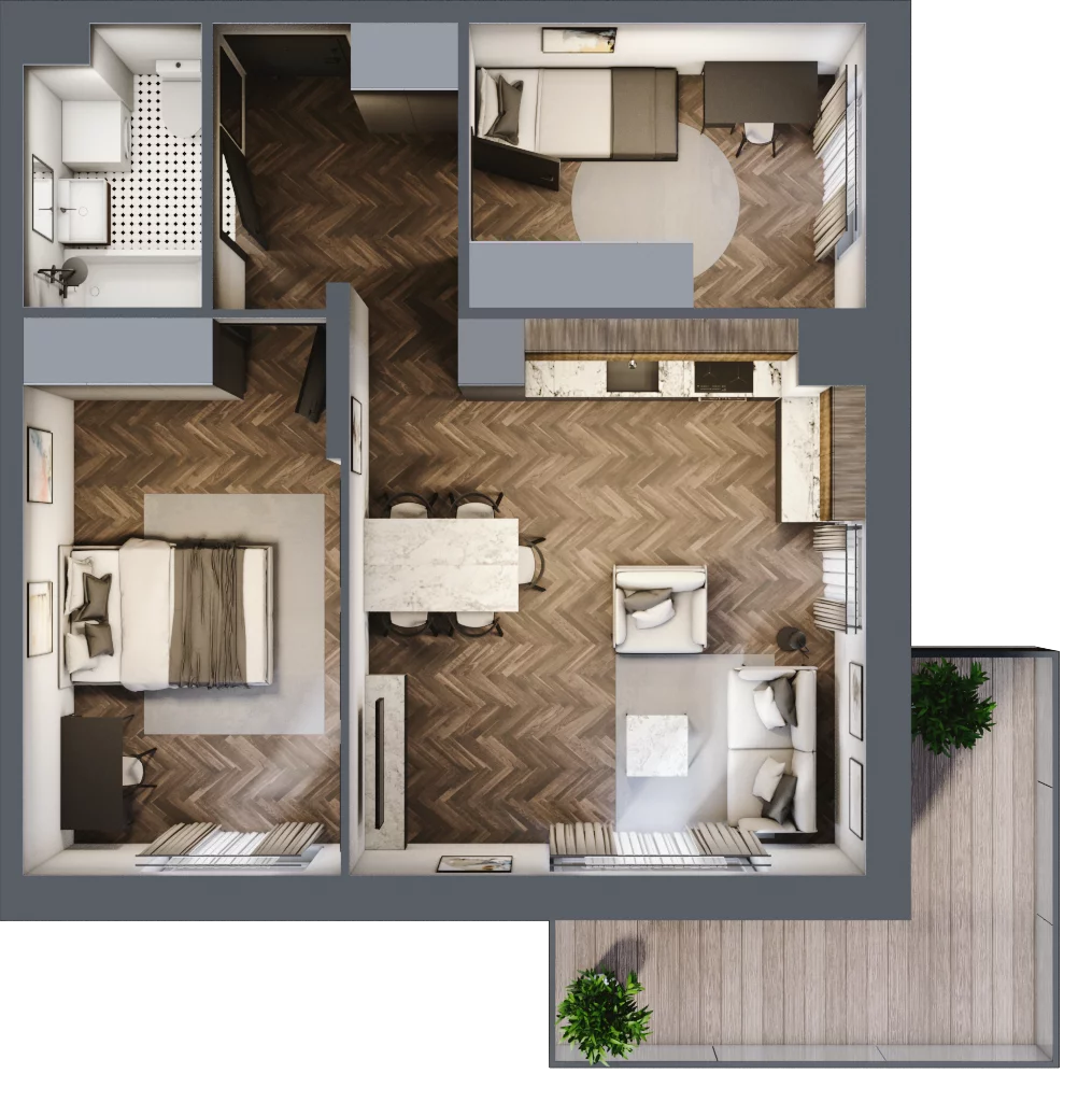 3 pokoje, apartament 55,98 m², piętro 2, oferta nr E2.33, Apartamenty Sonata III, Szczytno, ul. Lidzbarska