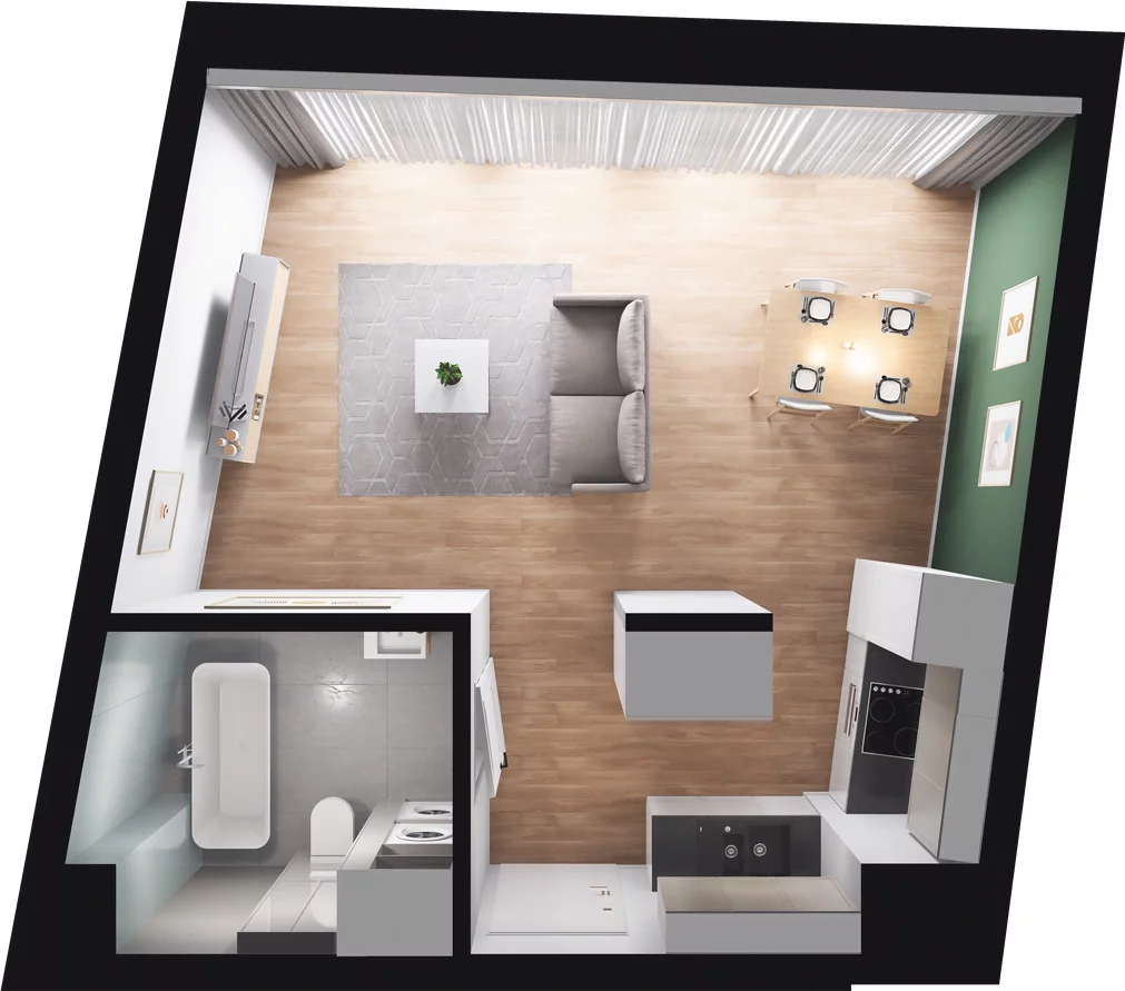 1 pokój, apartament 36,01 m², piętro 1, oferta nr 1.1.011.M, Granaria, Gdańsk, Śródmieście, ul. Chmielna