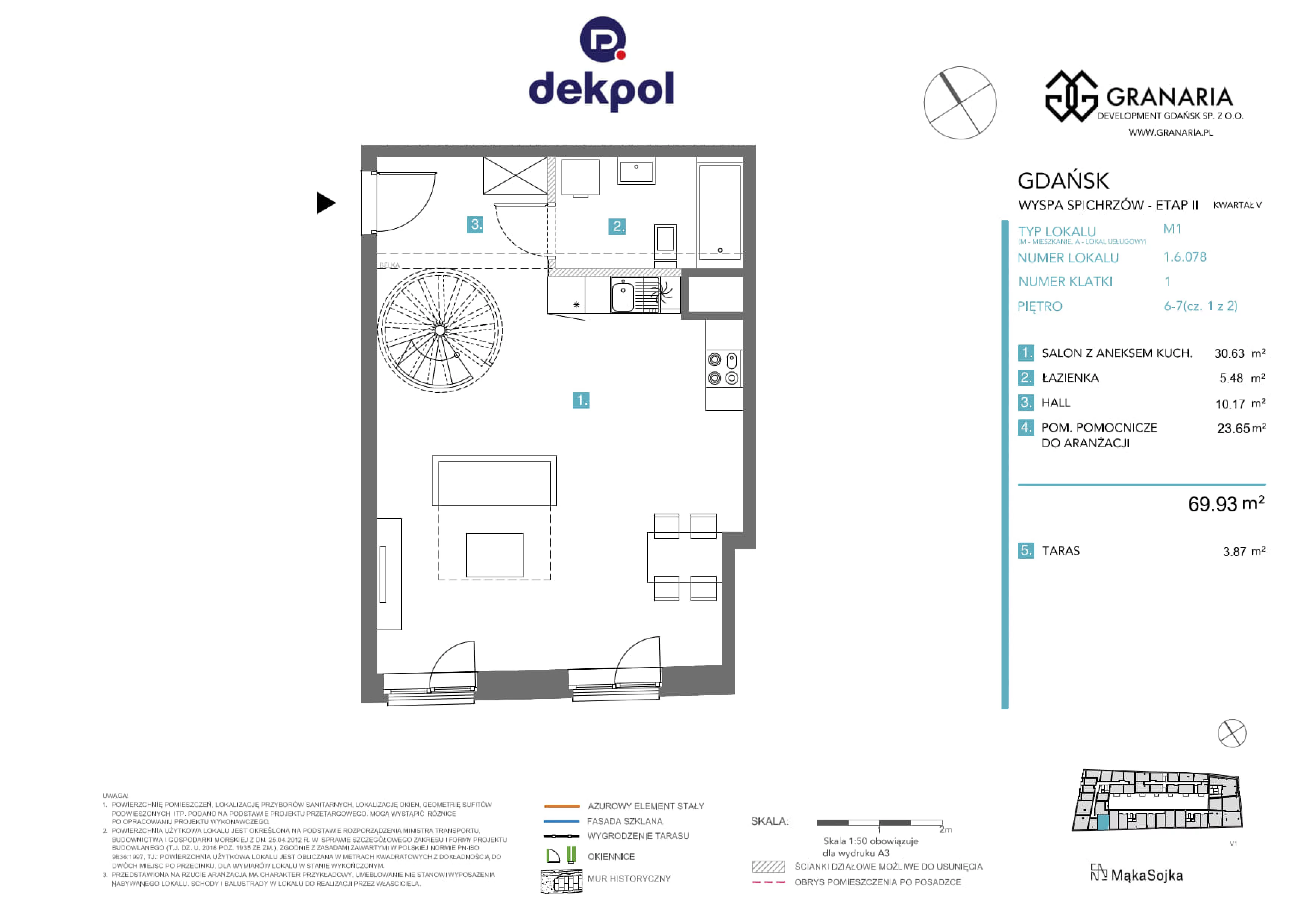 1 pokój, apartament 69,93 m², piętro 6, oferta nr 1.6.078.M, Granaria, Gdańsk, Śródmieście, ul. Chmielna
