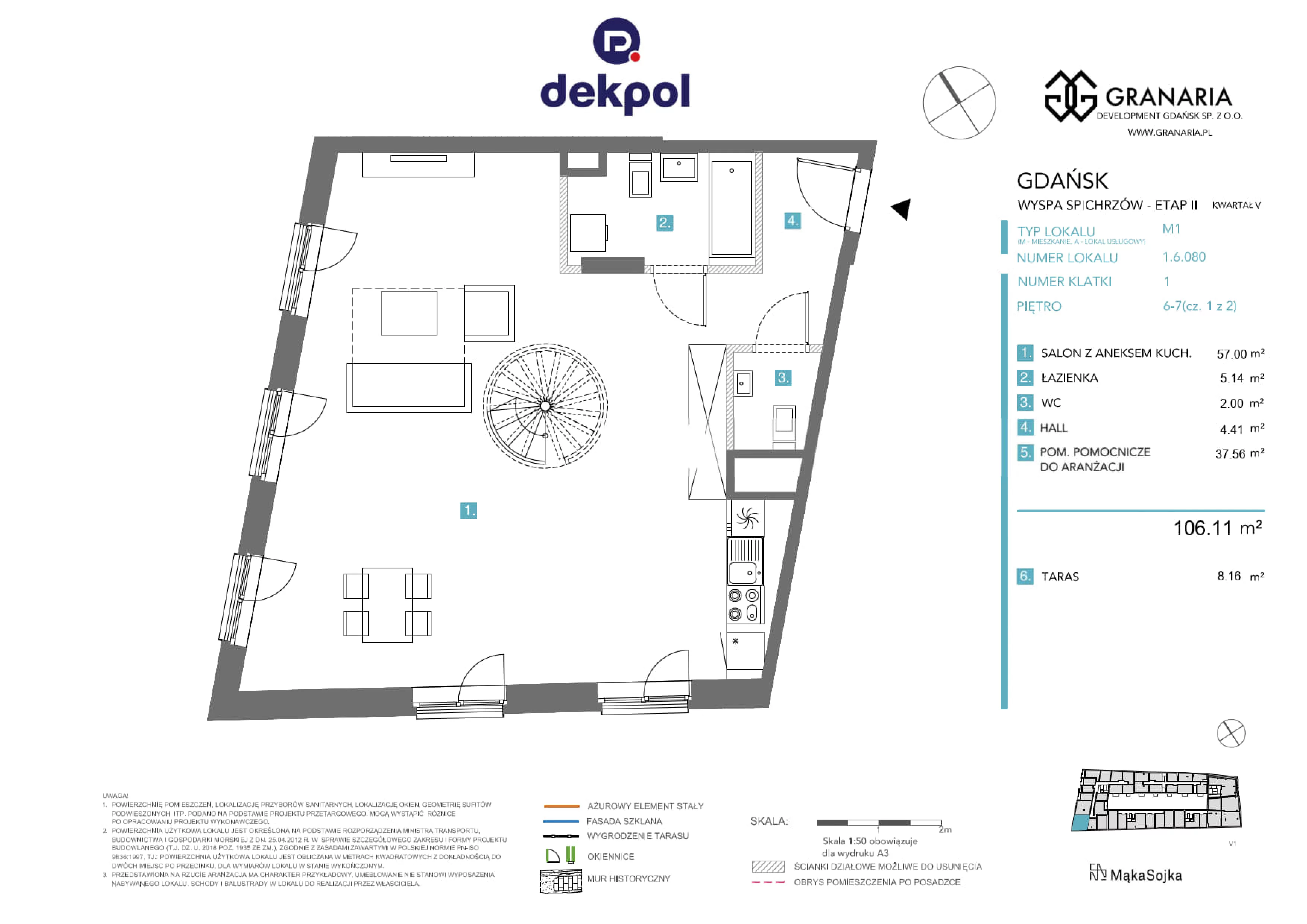 1 pokój, apartament 106,11 m², piętro 6, oferta nr 1.6.080.M, Granaria, Gdańsk, Śródmieście, ul. Chmielna