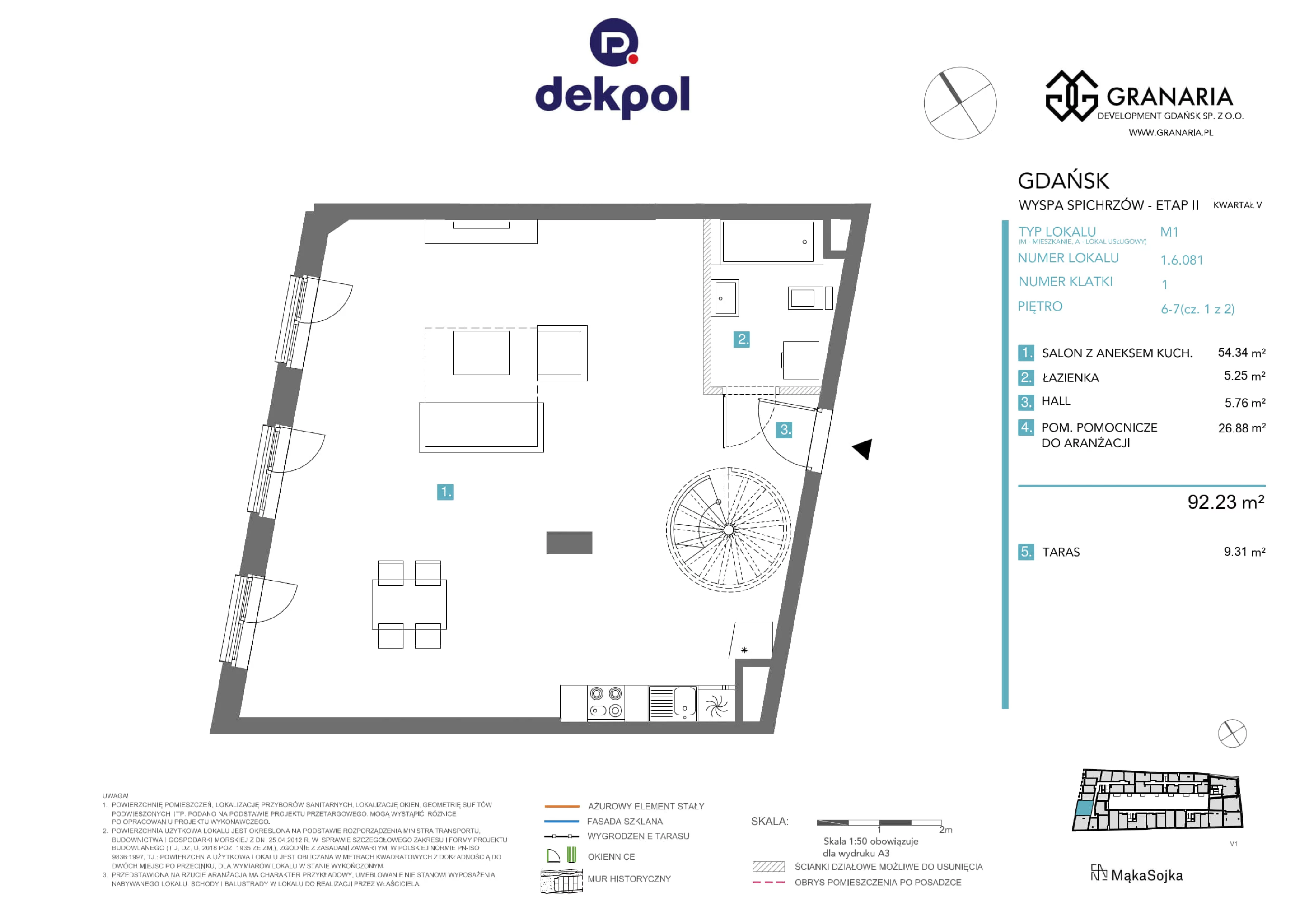 1 pokój, apartament 92,23 m², piętro 6, oferta nr 1.6.081.M, Granaria, Gdańsk, Śródmieście, ul. Chmielna
