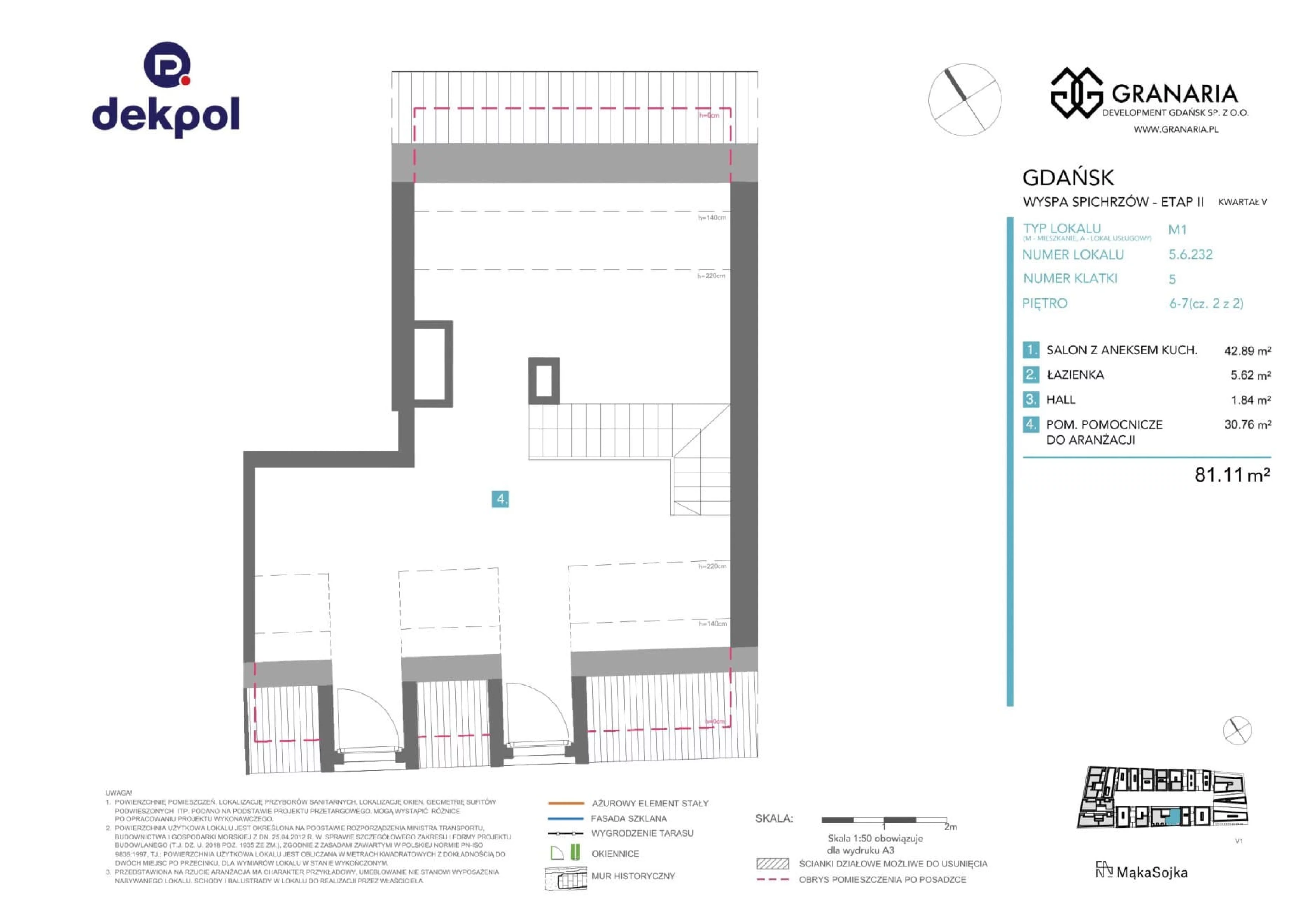 1 pokój, apartament 81,11 m², piętro 6, oferta nr 5.6.232.M, Granaria, Gdańsk, Śródmieście, ul. Chmielna