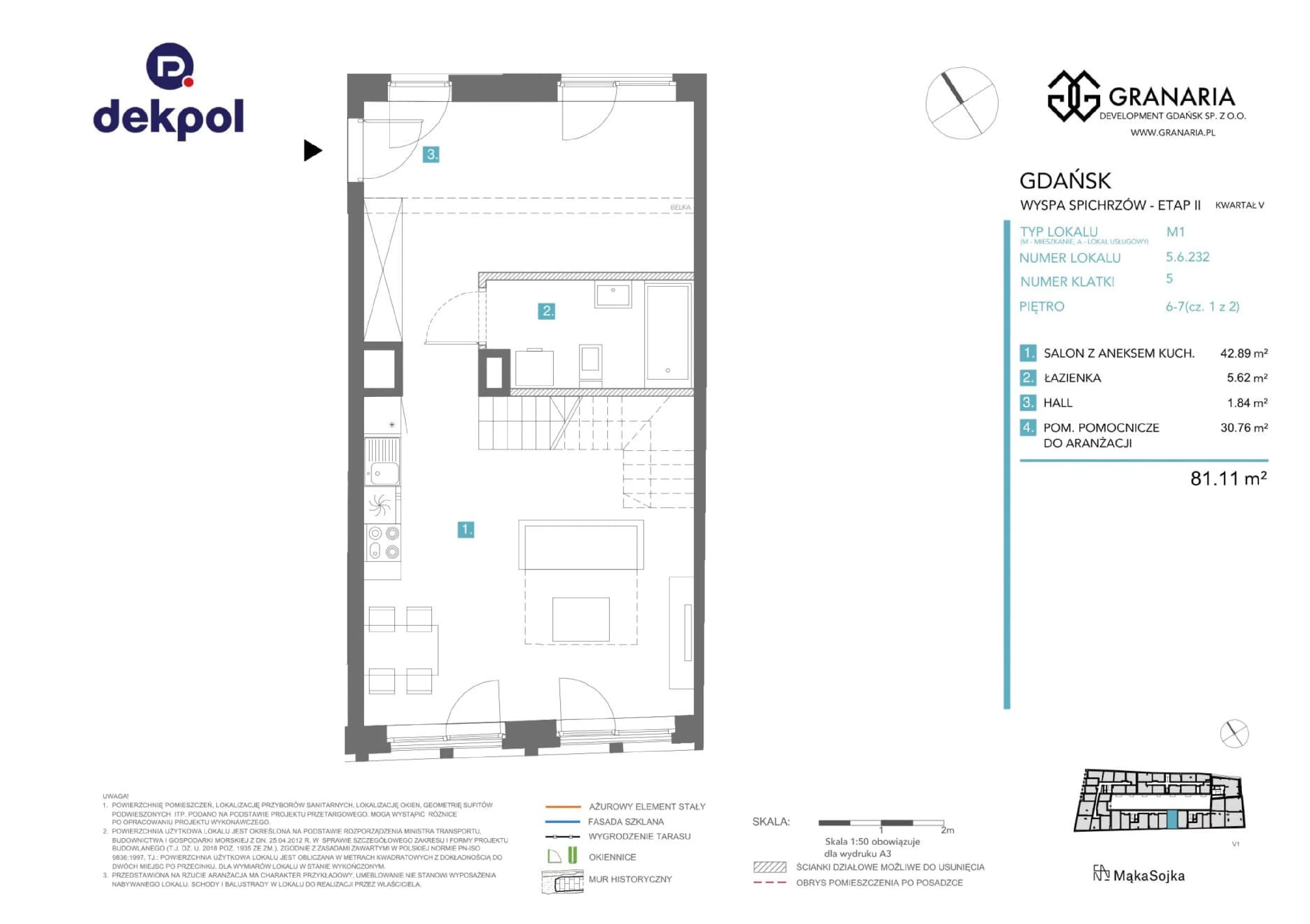 1 pokój, apartament 81,11 m², piętro 6, oferta nr 5.6.232.M, Granaria, Gdańsk, Śródmieście, ul. Chmielna