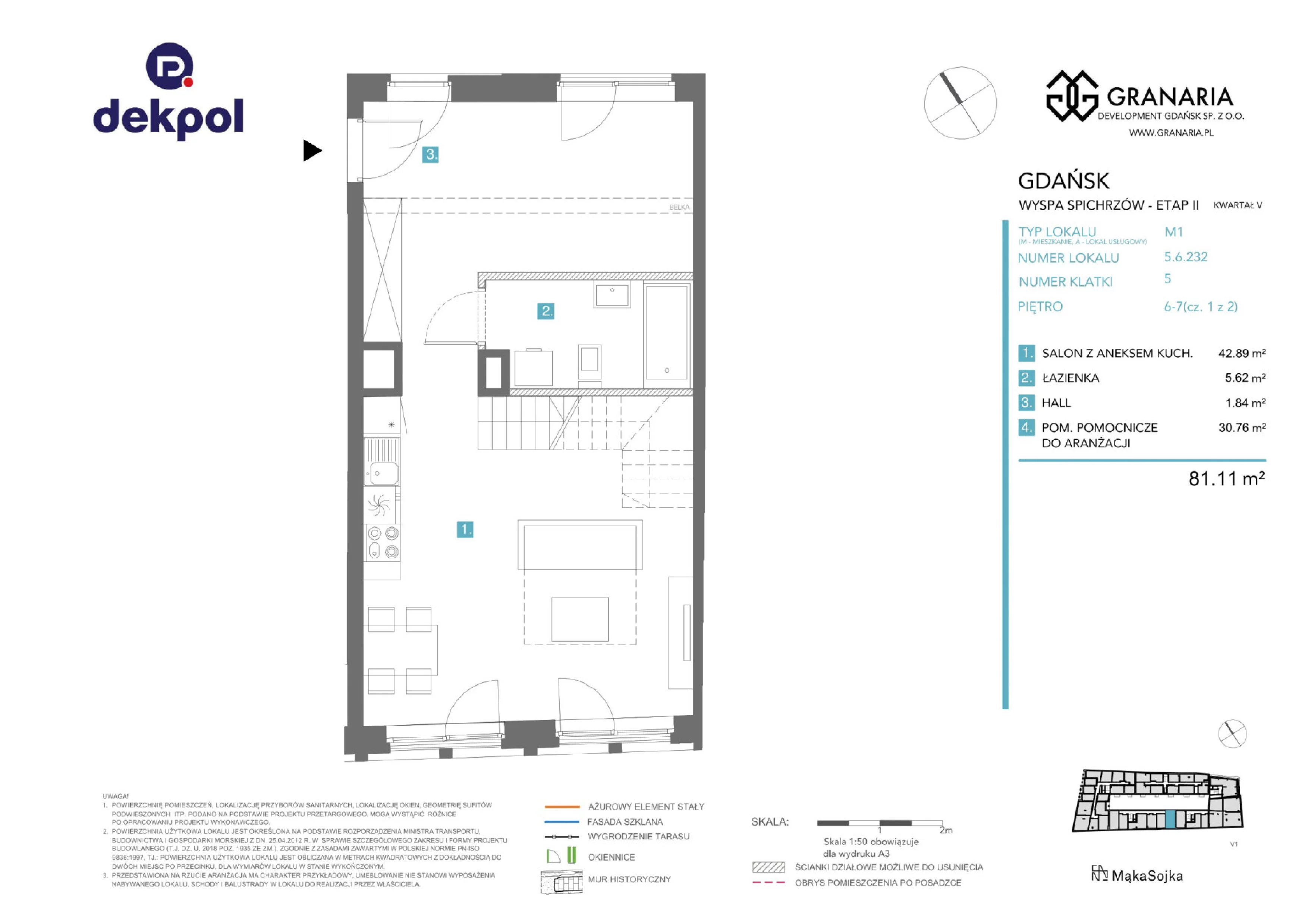 1 pokój, apartament 81,11 m², piętro 6, oferta nr 5.6.232.M, Granaria, Gdańsk, Śródmieście, ul. Chmielna
