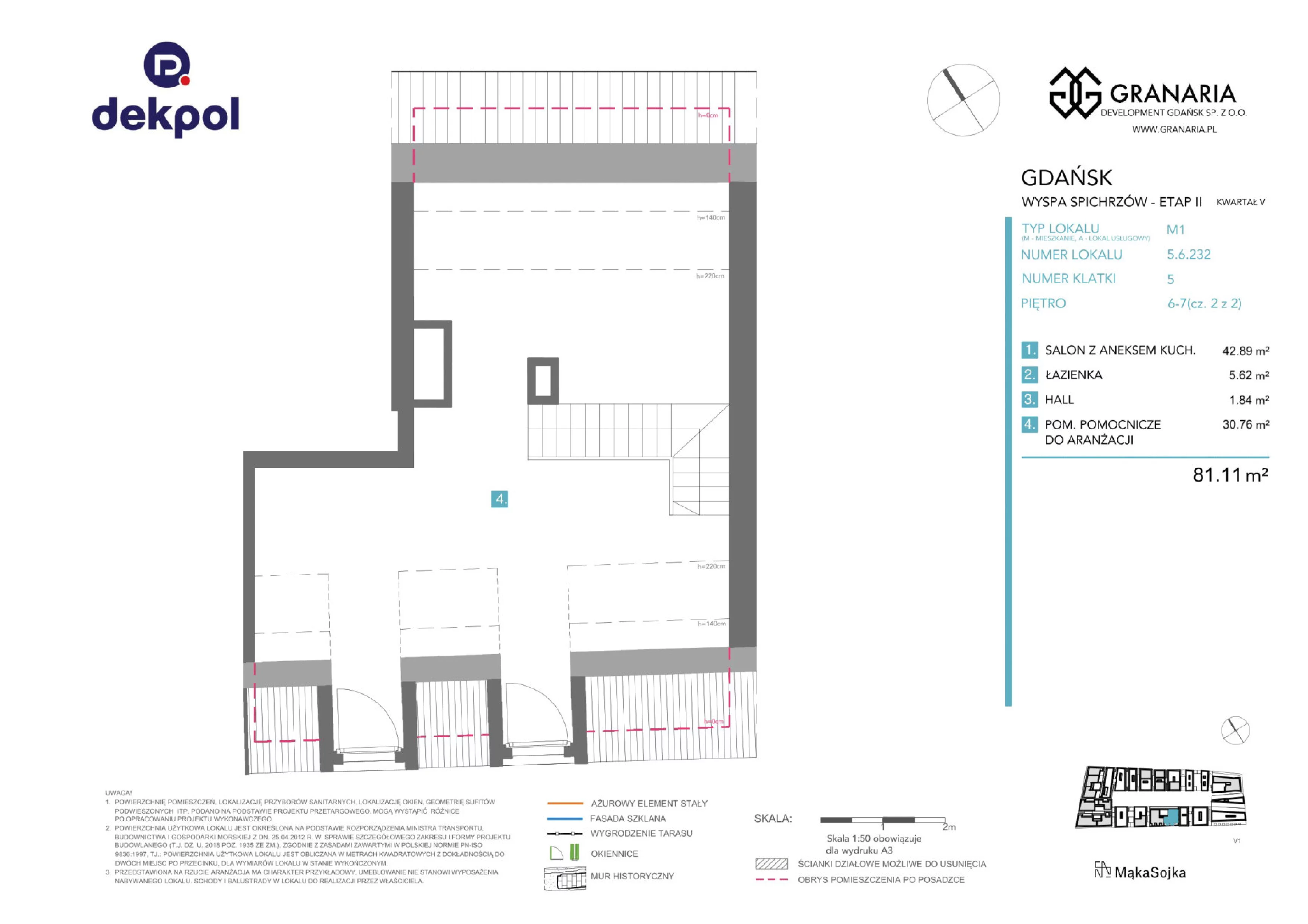 1 pokój, apartament 81,11 m², piętro 6, oferta nr 5.6.232.M, Granaria, Gdańsk, Śródmieście, ul. Chmielna