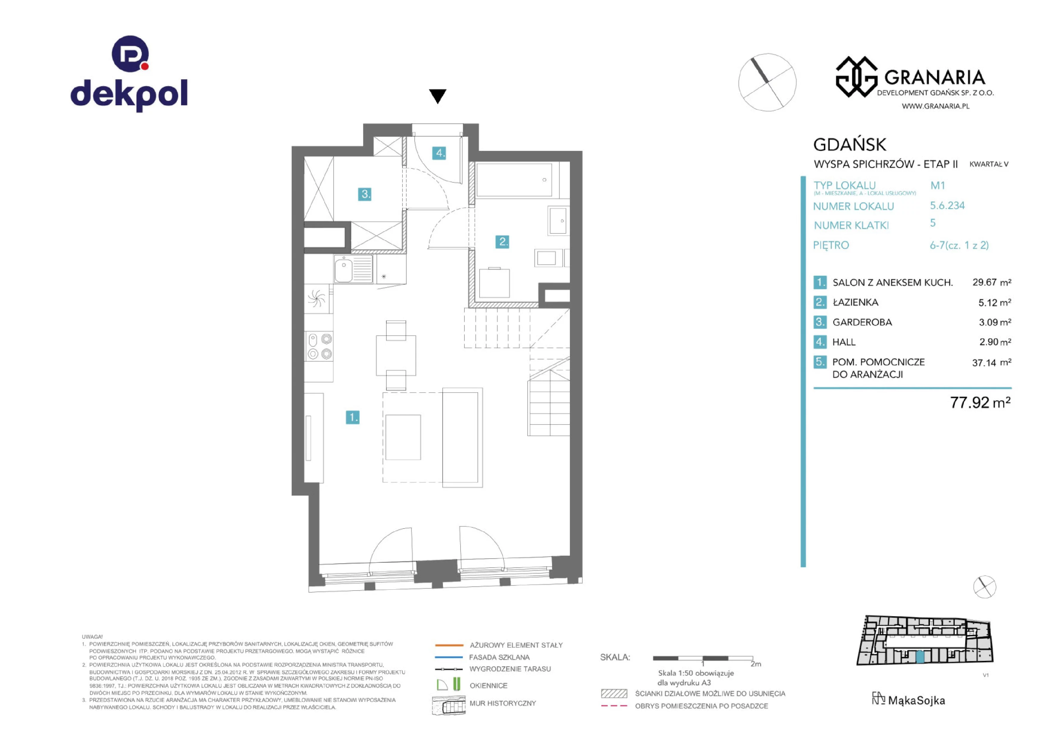1 pokój, apartament 77,92 m², piętro 6, oferta nr 5.6.234.M, Granaria, Gdańsk, Śródmieście, ul. Chmielna