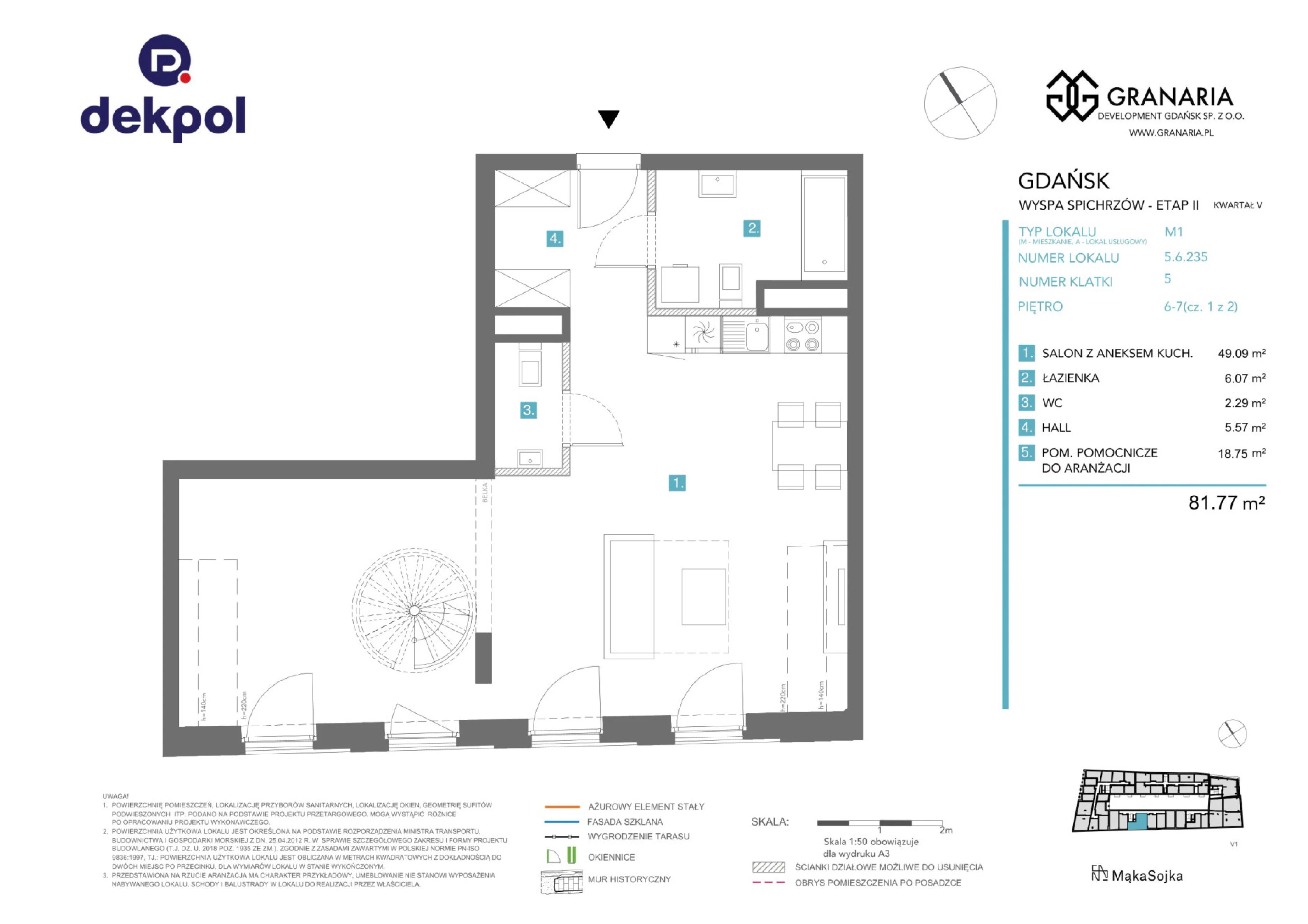 1 pokój, apartament 81,77 m², piętro 6, oferta nr 5.6.235.M, Granaria, Gdańsk, Śródmieście, ul. Chmielna