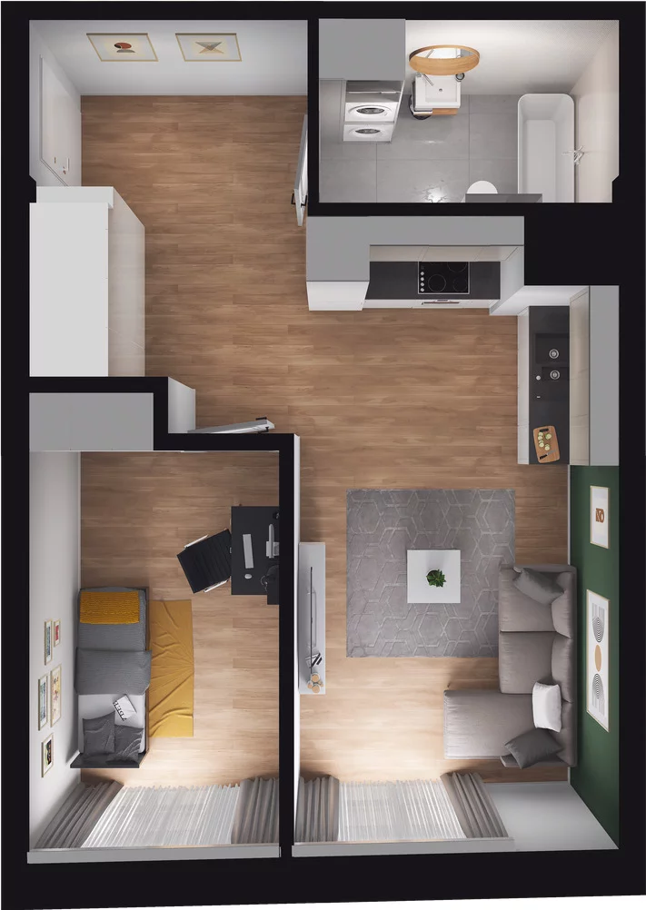 1 pokój, apartament 46,43 m², piętro 1, oferta nr 1.1.003, Granaria, Gdańsk, Śródmieście, ul. Chmielna