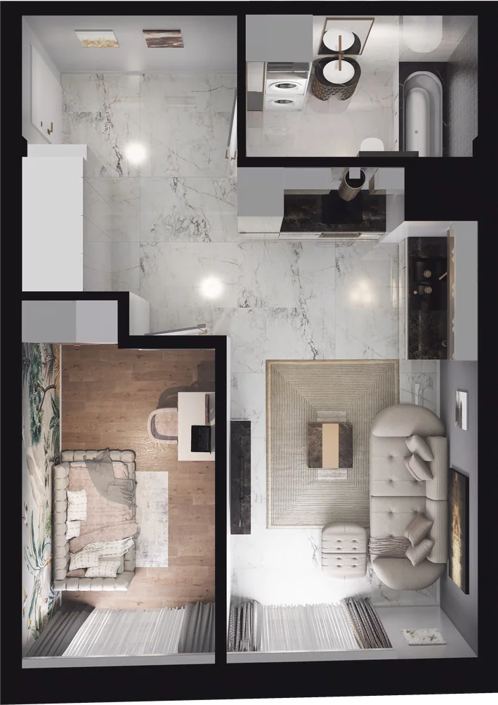 1 pokój, apartament 46,43 m², piętro 1, oferta nr 1.1.003, Granaria, Gdańsk, Śródmieście, ul. Chmielna