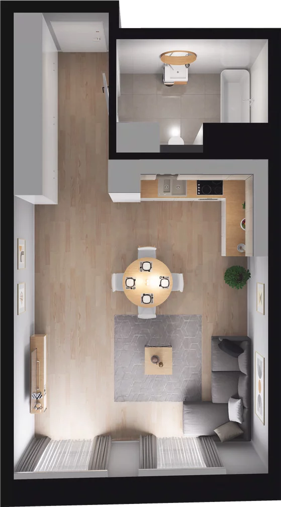 1 pokój, apartament 41,01 m², piętro 2, oferta nr 5.2.206, Granaria, Gdańsk, Śródmieście, ul. Chmielna