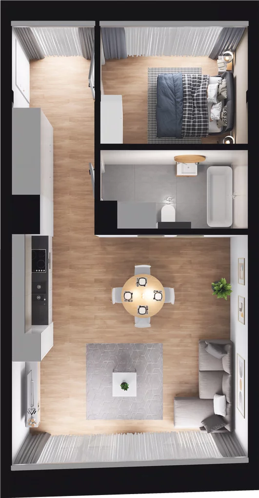1 pokój, apartament 49,70 m², piętro 2, oferta nr 5.2.208 (U), Granaria, Gdańsk, Śródmieście, ul. Chmielna