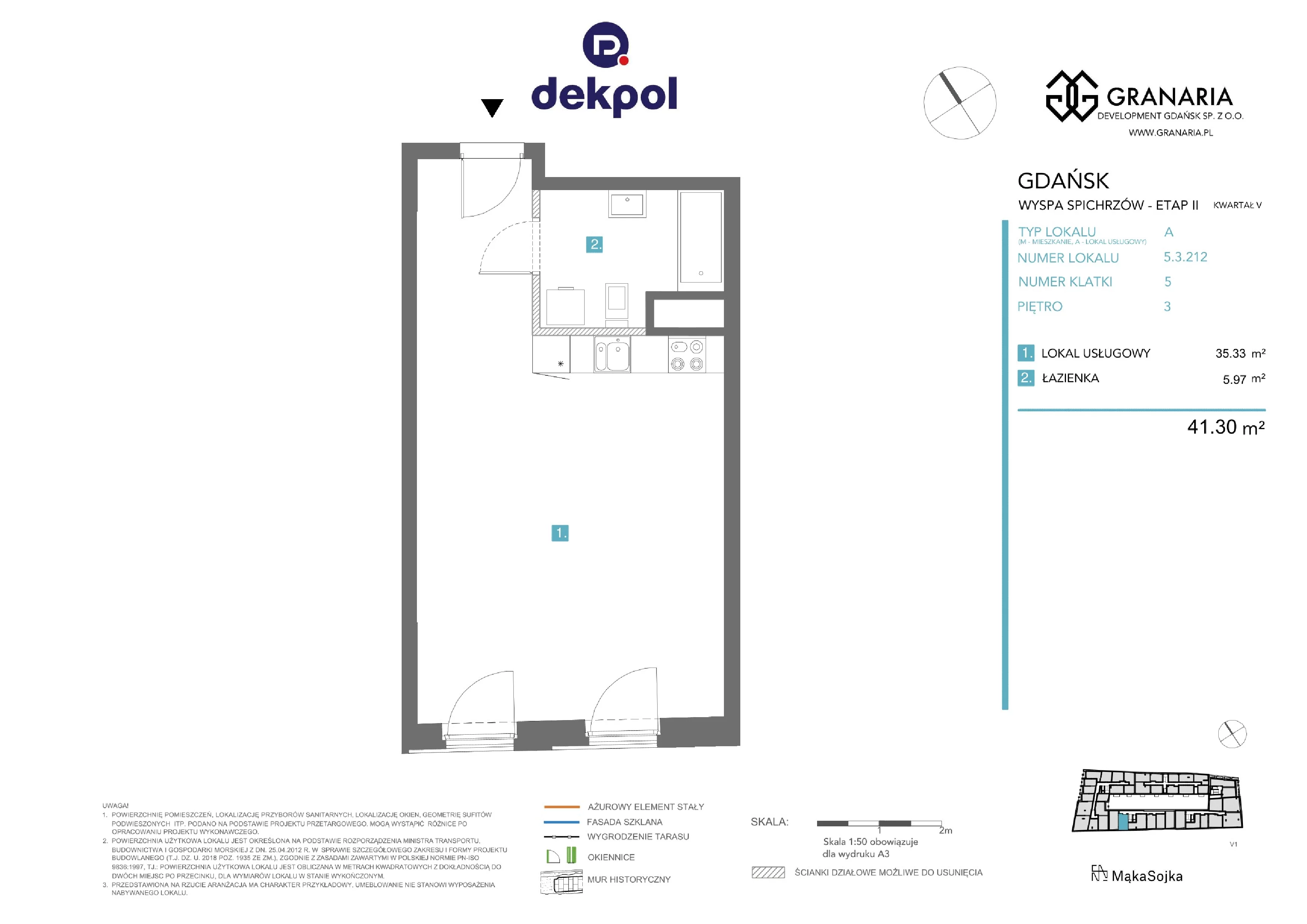 1 pokój, apartament 41,30 m², piętro 3, oferta nr 5.3.212, Granaria, Gdańsk, Śródmieście, ul. Chmielna