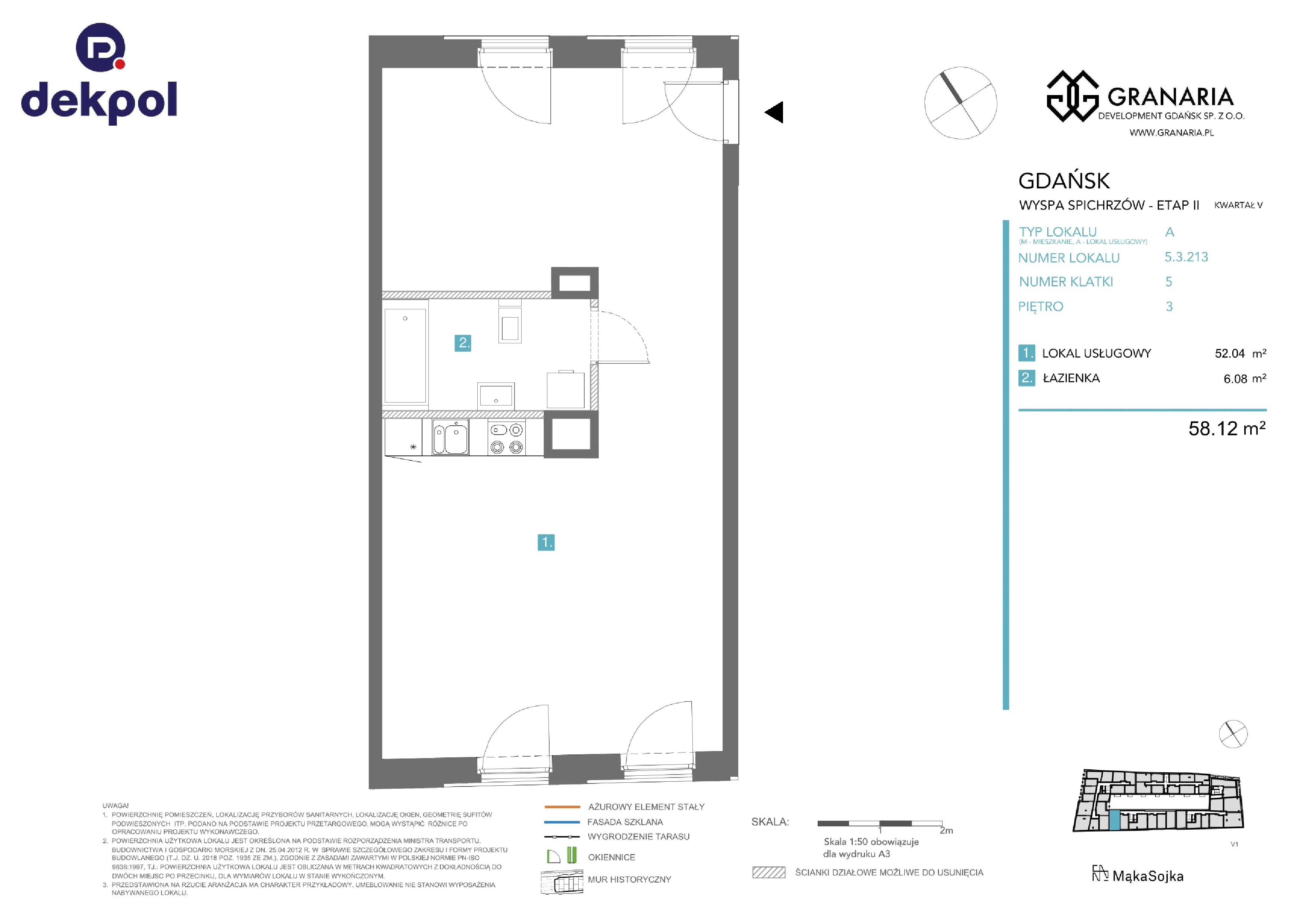 1 pokój, apartament 58,12 m², piętro 3, oferta nr 5.3.213, Granaria, Gdańsk, Śródmieście, ul. Chmielna