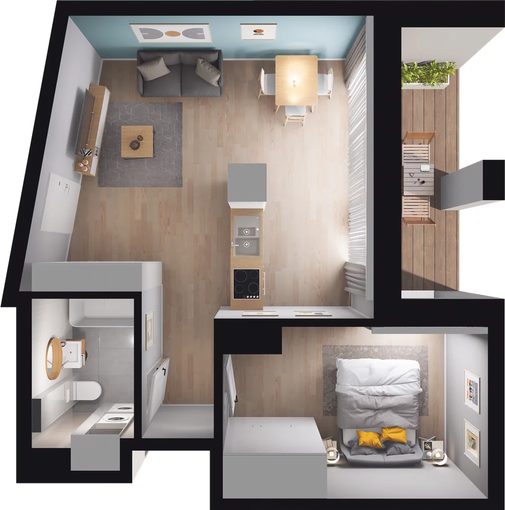 1 pokój, apartament 44,68 m², piętro 2, oferta nr 1.2.017, Granaria, Gdańsk, Śródmieście, ul. Chmielna