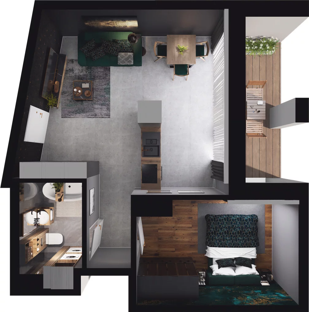 1 pokój, apartament 44,68 m², piętro 2, oferta nr 1.2.017, Granaria, Gdańsk, Śródmieście, ul. Chmielna