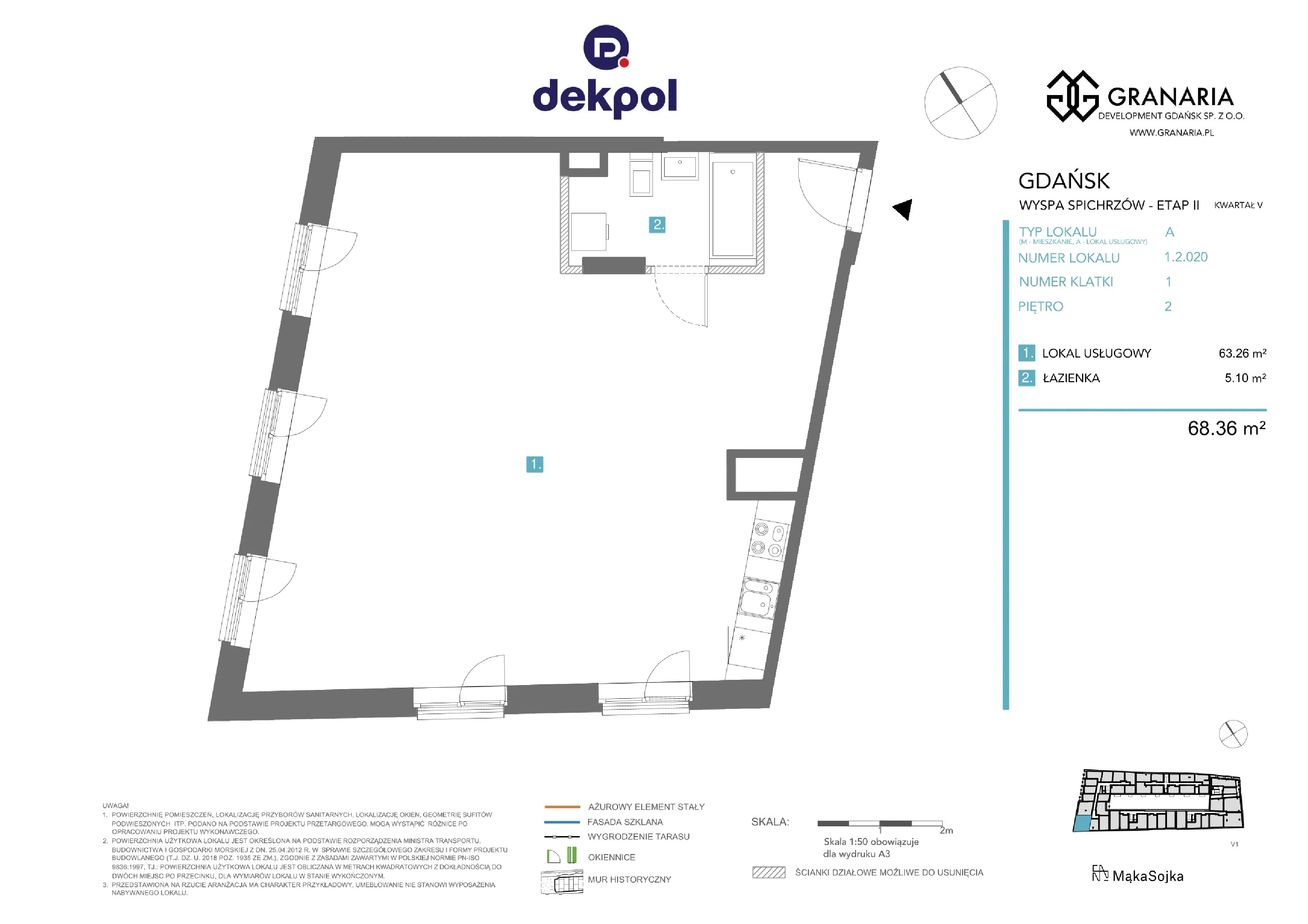 1 pokój, apartament 68,36 m², piętro 2, oferta nr 1.2.020, Granaria, Gdańsk, Śródmieście, ul. Chmielna