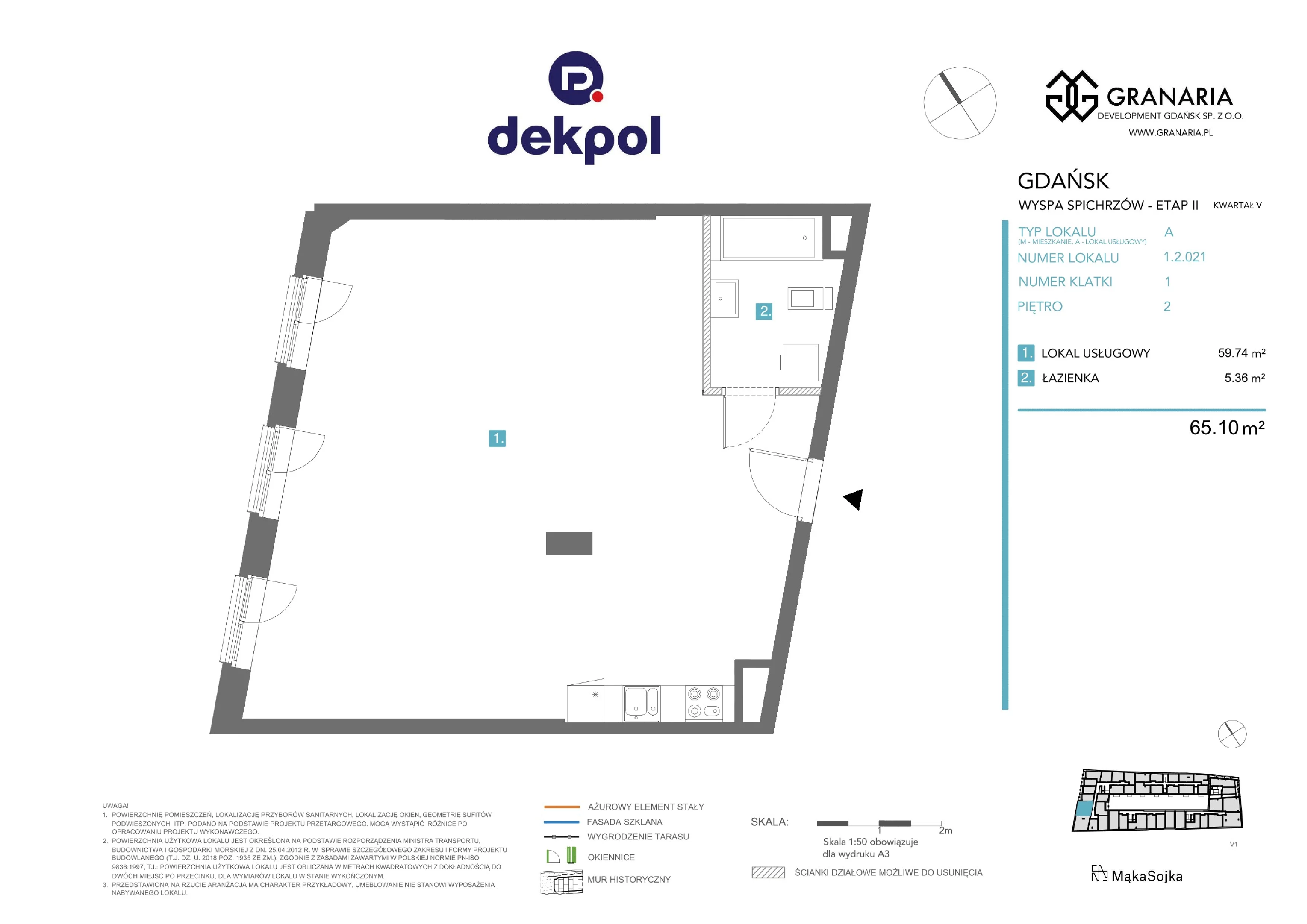 1 pokój, apartament 65,10 m², piętro 2, oferta nr 1.2.021, Granaria, Gdańsk, Śródmieście, ul. Chmielna