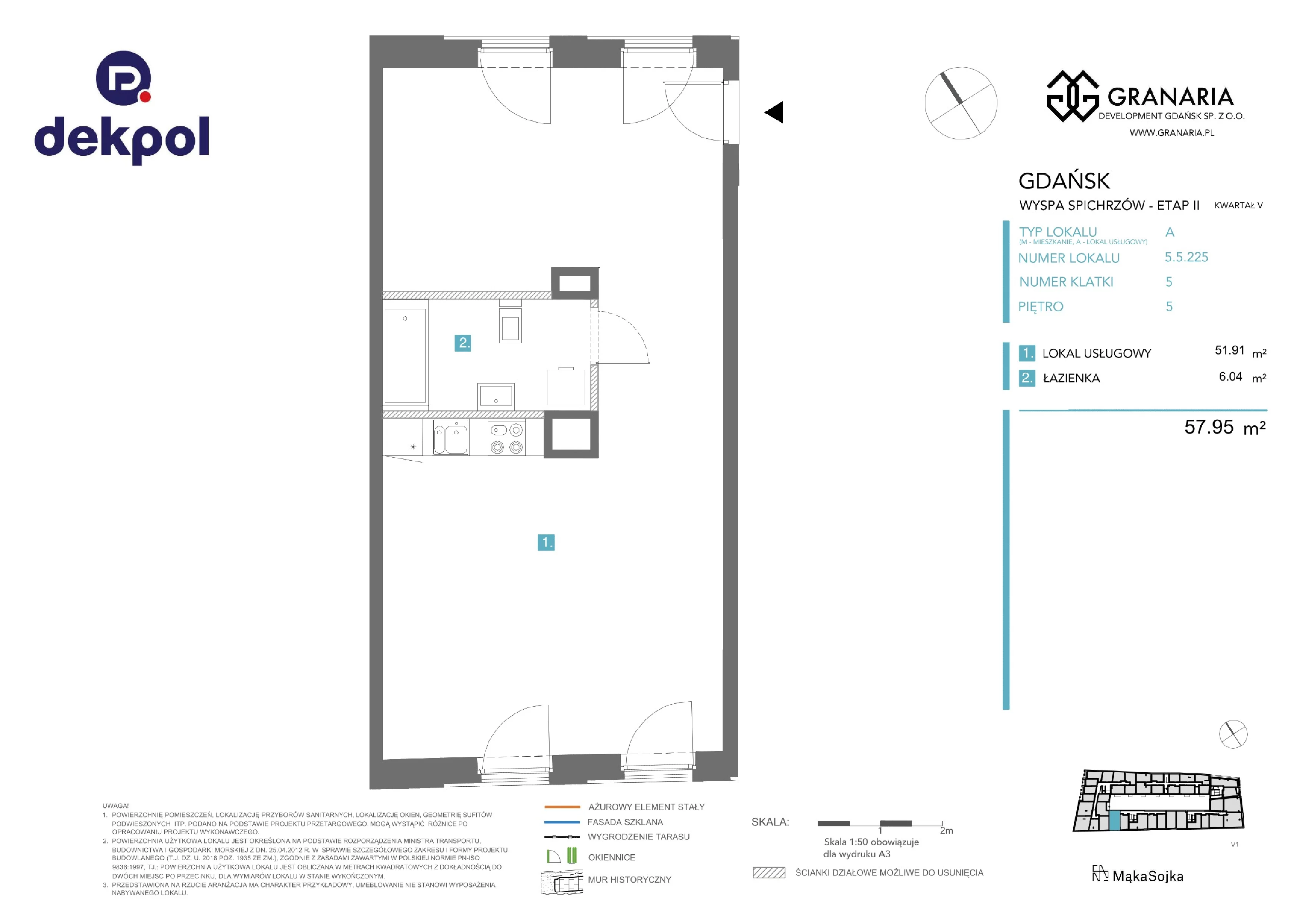 1 pokój, apartament 57,95 m², piętro 5, oferta nr 5.5.225, Granaria, Gdańsk, Śródmieście, ul. Chmielna