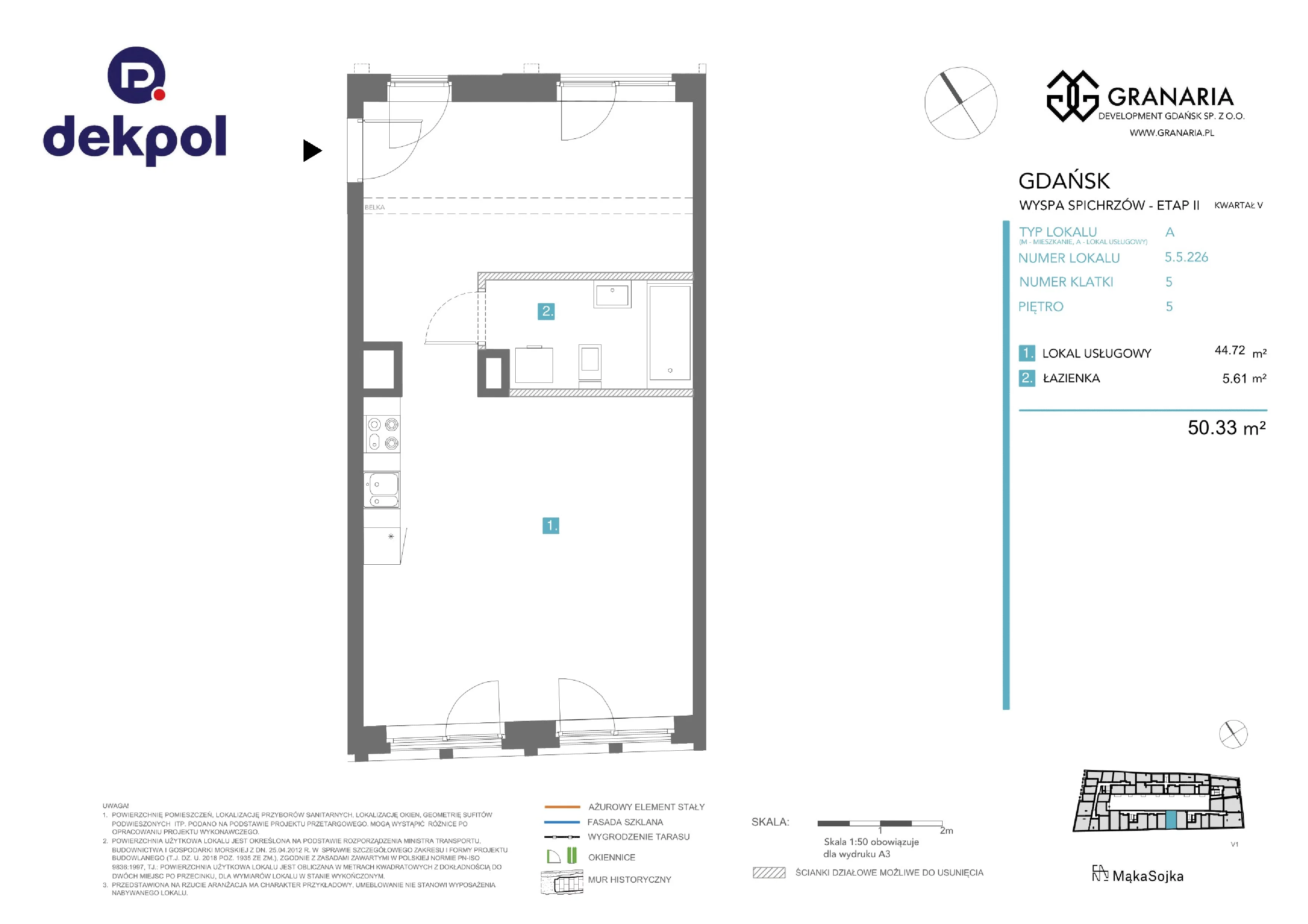 1 pokój, apartament 50,33 m², piętro 5, oferta nr 5.5.226, Granaria, Gdańsk, Śródmieście, ul. Chmielna