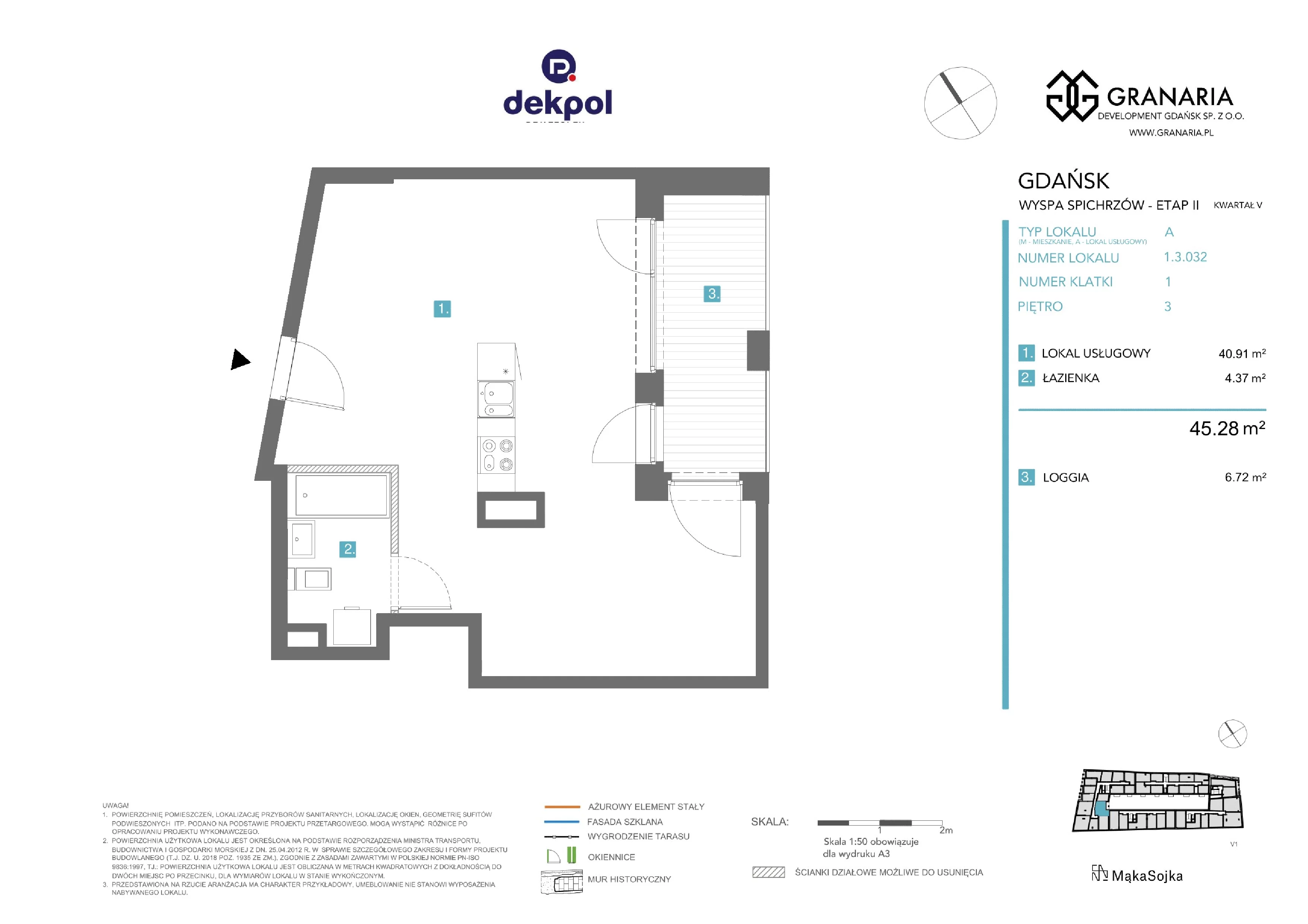 1 pokój, apartament 45,28 m², piętro 3, oferta nr 1.3.032, Granaria, Gdańsk, Śródmieście, ul. Chmielna