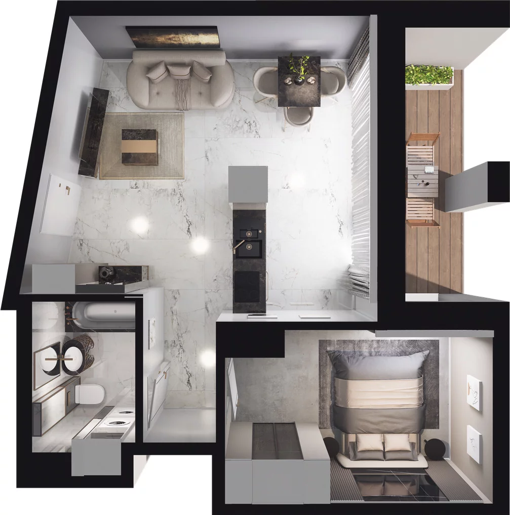 1 pokój, apartament 45,28 m², piętro 3, oferta nr 1.3.032, Granaria, Gdańsk, Śródmieście, ul. Chmielna