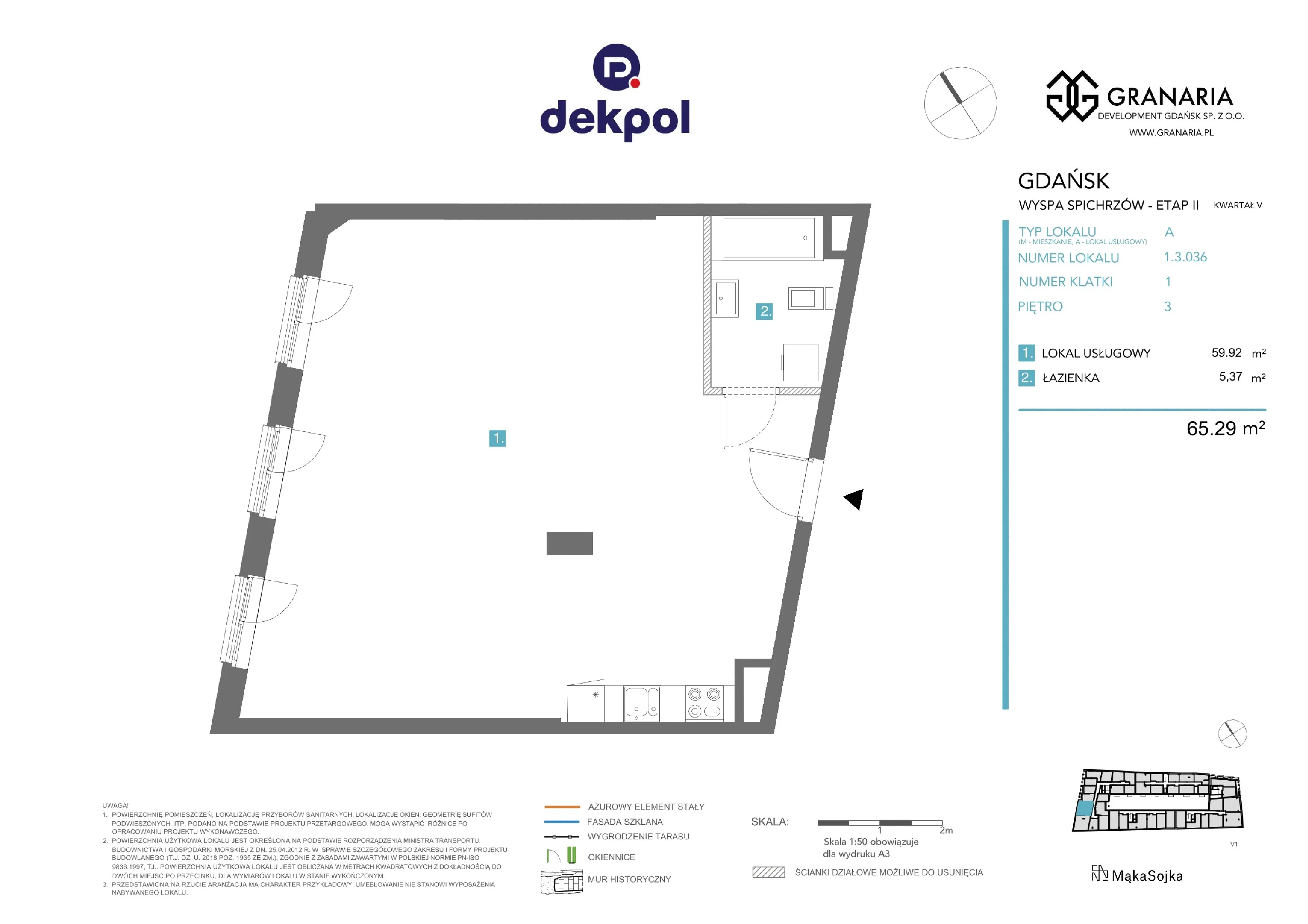1 pokój, apartament 65,29 m², piętro 3, oferta nr 1.3.036, Granaria, Gdańsk, Śródmieście, ul. Chmielna